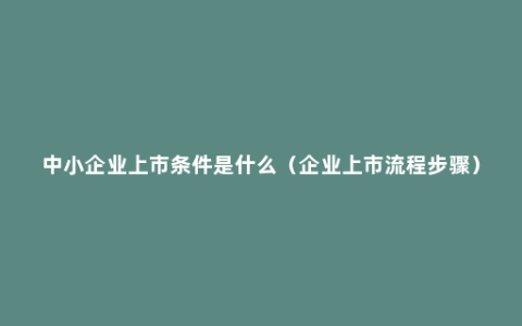 中小企业上市条件是什么（企业上市流程步骤）