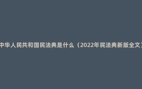 中华人民共和国民法典是什么（2022年民法典新版全文）