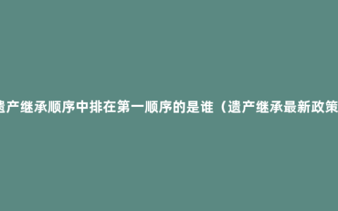 遗产继承顺序中排在第一顺序的是谁（遗产继承最新政策）