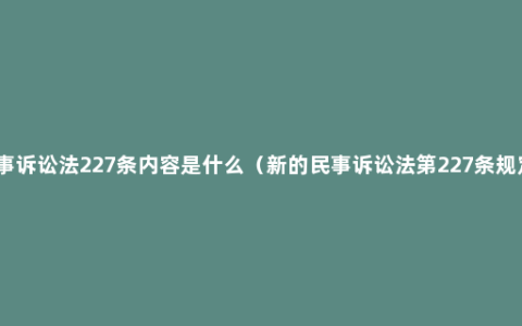 民事诉讼法227条内容是什么（新的民事诉讼法第227条规定）