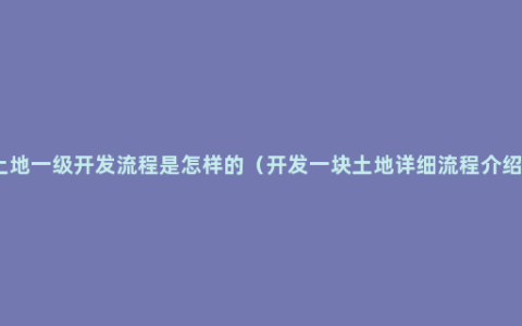 土地一级开发流程是怎样的（开发一块土地详细流程介绍）