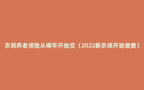 农民养老保险从哪年开始交（2022新农保开始缴费）