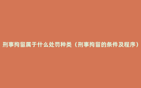 刑事拘留属于什么处罚种类（刑事拘留的条件及程序）