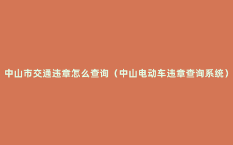 中山市交通违章怎么查询（中山电动车违章查询系统）