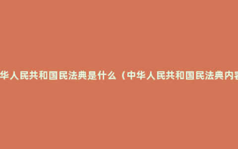 中华人民共和国民法典是什么（中华人民共和国民法典内容）