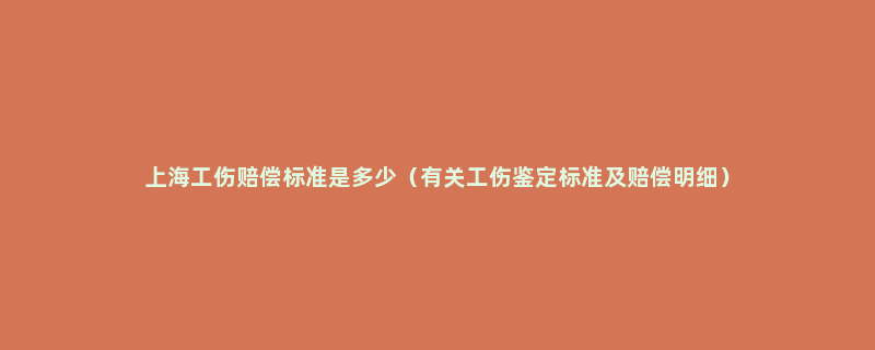 上海工伤赔偿标准是多少（有关工伤鉴定标准及赔偿明细）