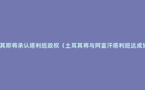 土耳其即将承认塔利班政权（土耳其将与阿富汗塔利班达成协议）