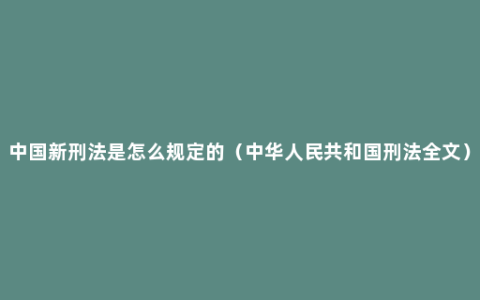 中国新刑法是怎么规定的（中华人民共和国刑法全文）