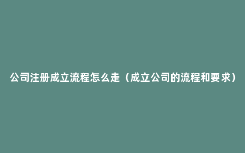 公司注册成立流程怎么走（成立公司的流程和要求）