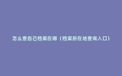 怎么查自己档案在哪（档案所在地查询入口）