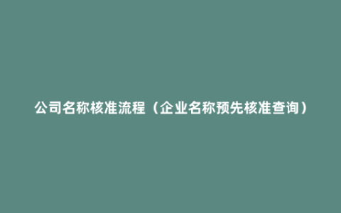 公司名称核准流程（企业名称预先核准查询）