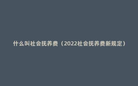 什么叫社会抚养费（2022社会抚养费新规定）