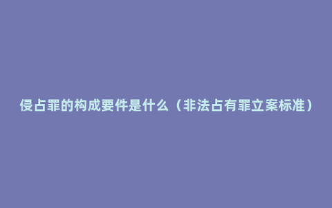 侵占罪的构成要件是什么（非法占有罪立案标准）