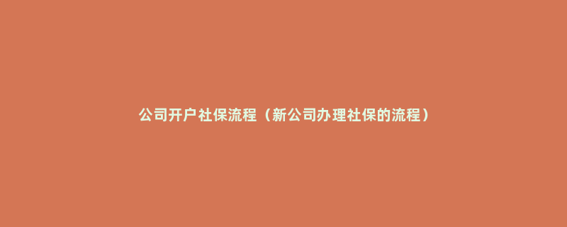 公司开户社保流程（新公司办理社保的流程）