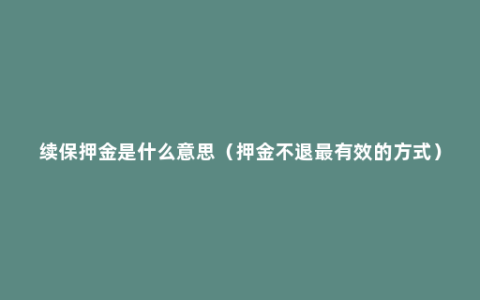 续保押金是什么意思（押金不退最有效的方式）