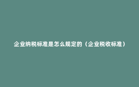 企业纳税标准是怎么规定的（企业税收标准）