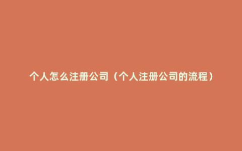 个人怎么注册公司（个人注册公司的流程）