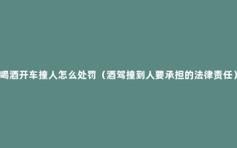 喝酒开车撞人怎么处罚（酒驾撞到人要承担的法律责任）