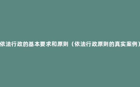 依法行政的基本要求和原则（依法行政原则的真实案例）