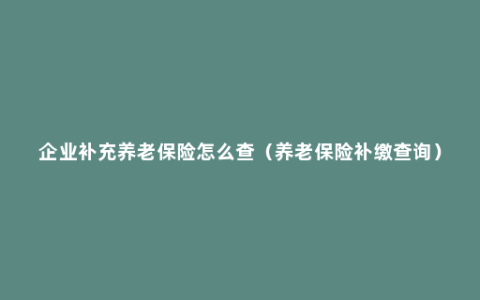 企业补充养老保险怎么查（养老保险补缴查询）