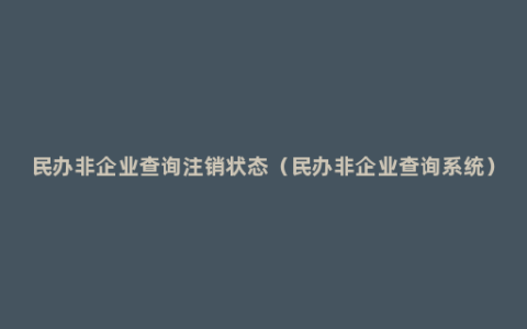 民办非企业查询注销状态（民办非企业查询系统）