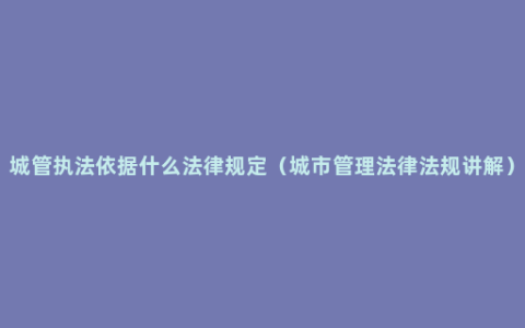 城管执法依据什么法律规定（城市管理法律法规讲解）