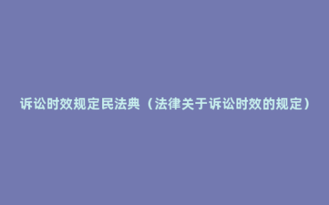 诉讼时效规定民法典（法律关于诉讼时效的规定）