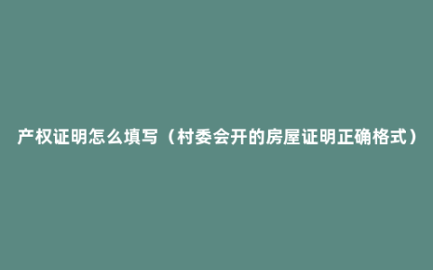 产权证明怎么填写（村委会开的房屋证明正确格式）