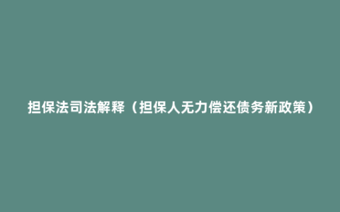 担保法司法解释（担保人无力偿还债务新政策）