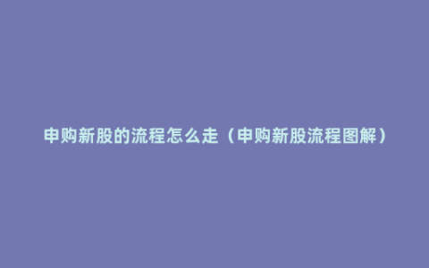 申购新股的流程怎么走（申购新股流程图解）