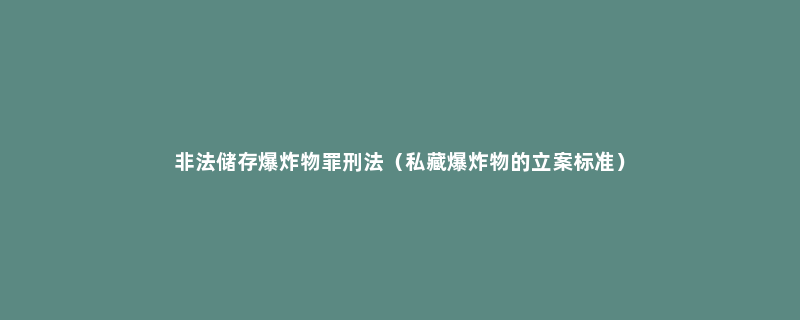 非法储存爆炸物罪刑法（私藏爆炸物的立案标准）