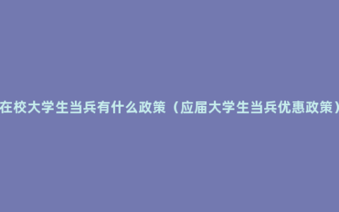 在校大学生当兵有什么政策（应届大学生当兵优惠政策）