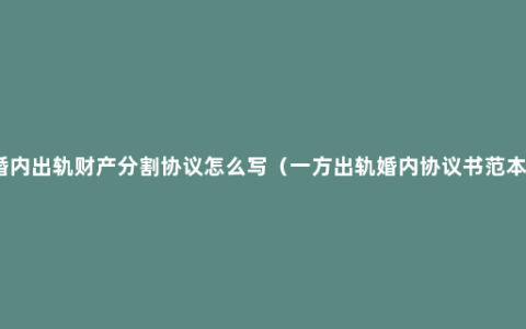 婚内出轨财产分割协议怎么写（一方出轨婚内协议书范本）