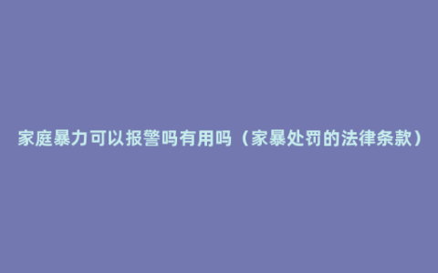 家庭暴力可以报警吗有用吗（家暴处罚的法律条款）