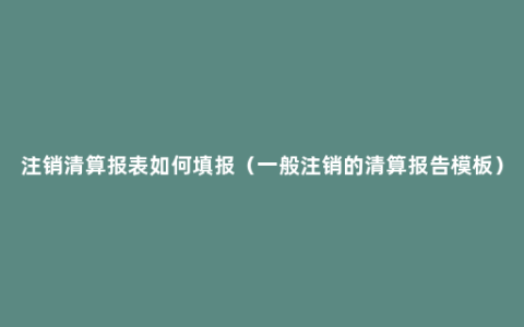 注销清算报表如何填报（一般注销的清算报告模板）