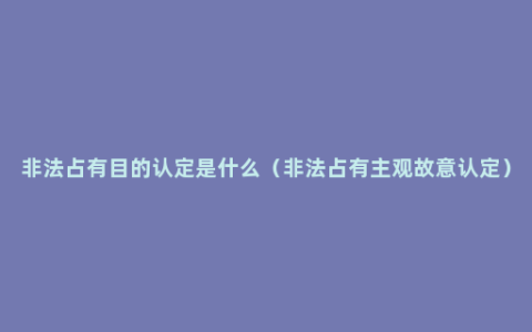 非法占有目的认定是什么（非法占有主观故意认定）