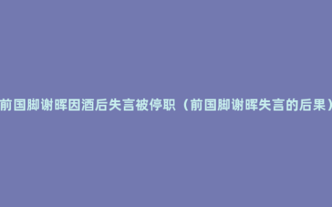 前国脚谢晖因酒后失言被停职（前国脚谢晖失言的后果）