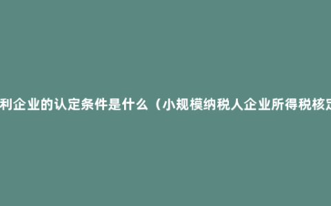 小型微利企业的认定条件是什么（小规模纳税人企业所得税核定征收）