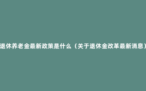 退休养老金最新政策是什么（关于退休金改革最新消息）