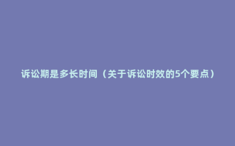 诉讼期是多长时间（关于诉讼时效的5个要点）