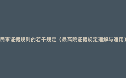 民事证据规则的若干规定（最高院证据规定理解与适用）