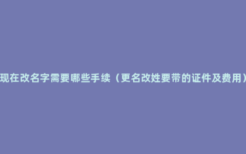 现在改名字需要哪些手续（更名改姓要带的证件及费用）