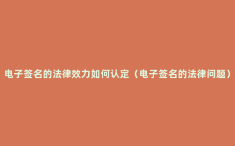 电子签名的法律效力如何认定（电子签名的法律问题）