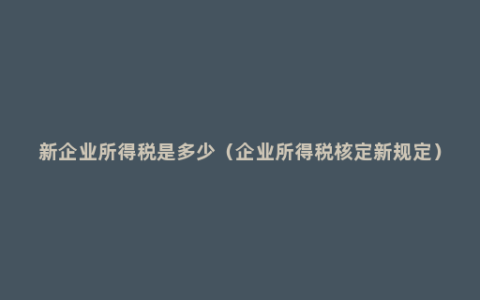 新企业所得税是多少（企业所得税核定新规定）