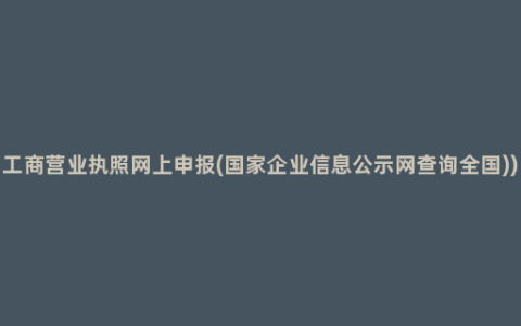 工商营业执照网上申报(国家企业信息公示网查询全国))