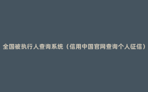 全国被执行人查询系统（信用中国官网查询个人征信）