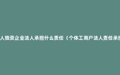 个人独资企业法人承担什么责任（个体工商户法人责任承担）