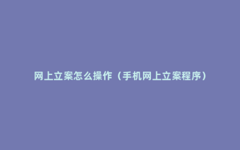 网上立案怎么操作（手机网上立案程序）