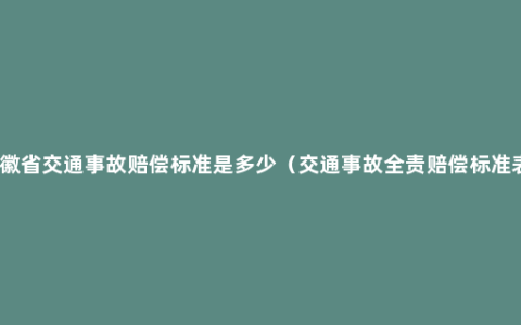 安徽省交通事故赔偿标准是多少（交通事故全责赔偿标准表）