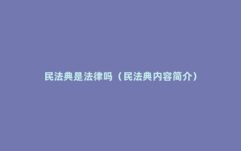 民法典是法律吗（民法典内容简介）